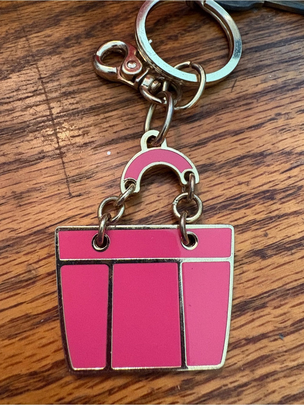 Tommy Hilfiger Pink Enamel Tote Bag Keychain